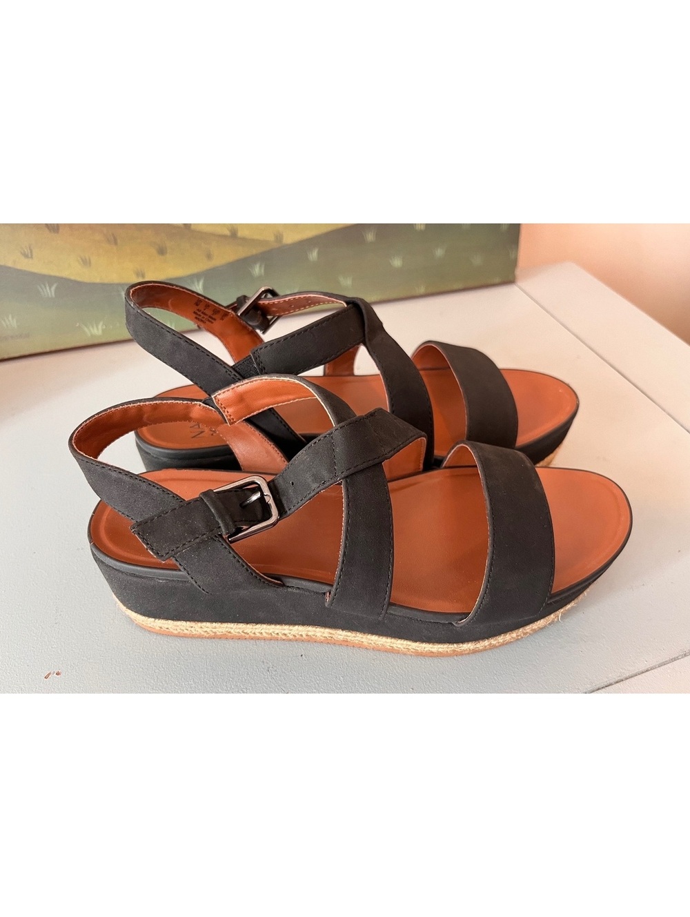 Naturalizer Strappy Black Canvas Sandals Open Toe Comfort Women’s Size 7